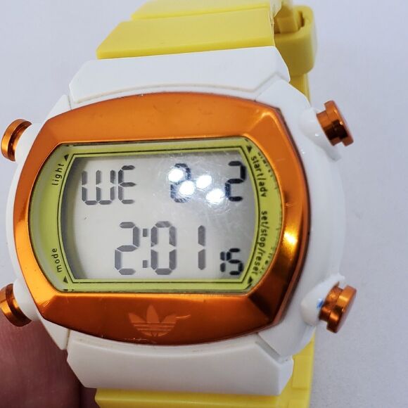Adidas Originals 44MM Men Digital Watch Multicolor Case Yellow Bands New Battery - Picture 5 of 16